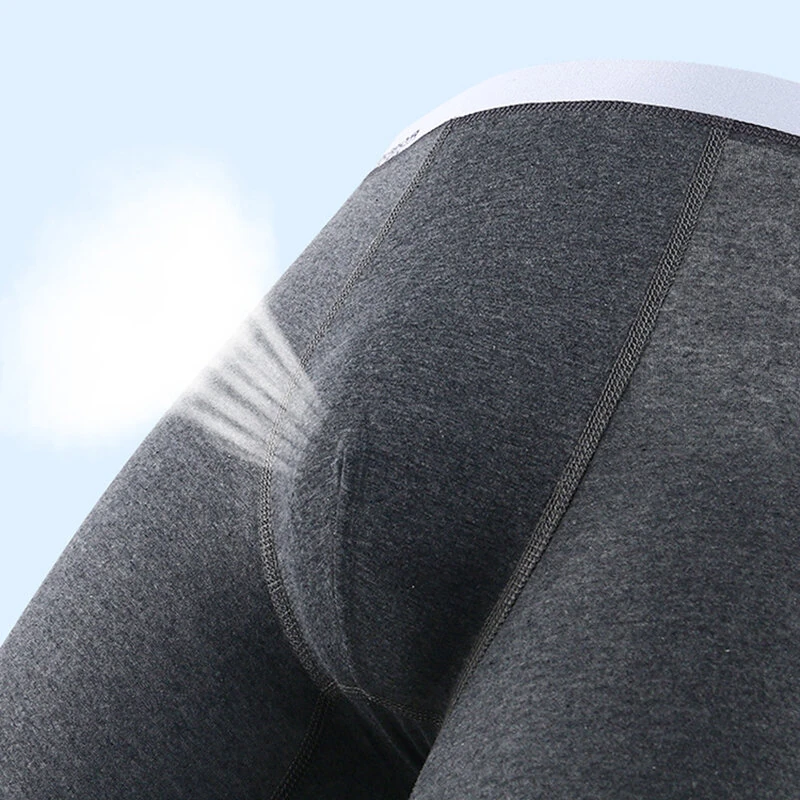 (image for) 4pcs Cotton Long Style Men's Underwear Anti-wear Legs Comfortable Sports Boxer Briefs Set Anti-roll Hem Mid-waist Boxer Shorts Underwear Set