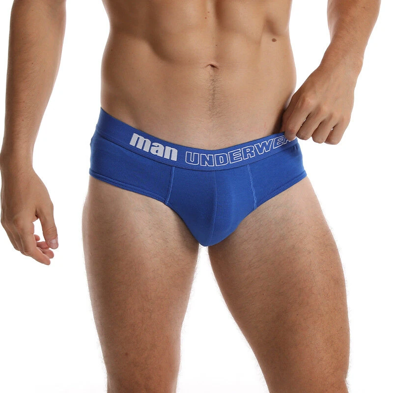 (image for) 4pcs Men's Cotton Briefs Breathable Solid Color Panties Men Underwear Comfortable Loose Fit Underpants