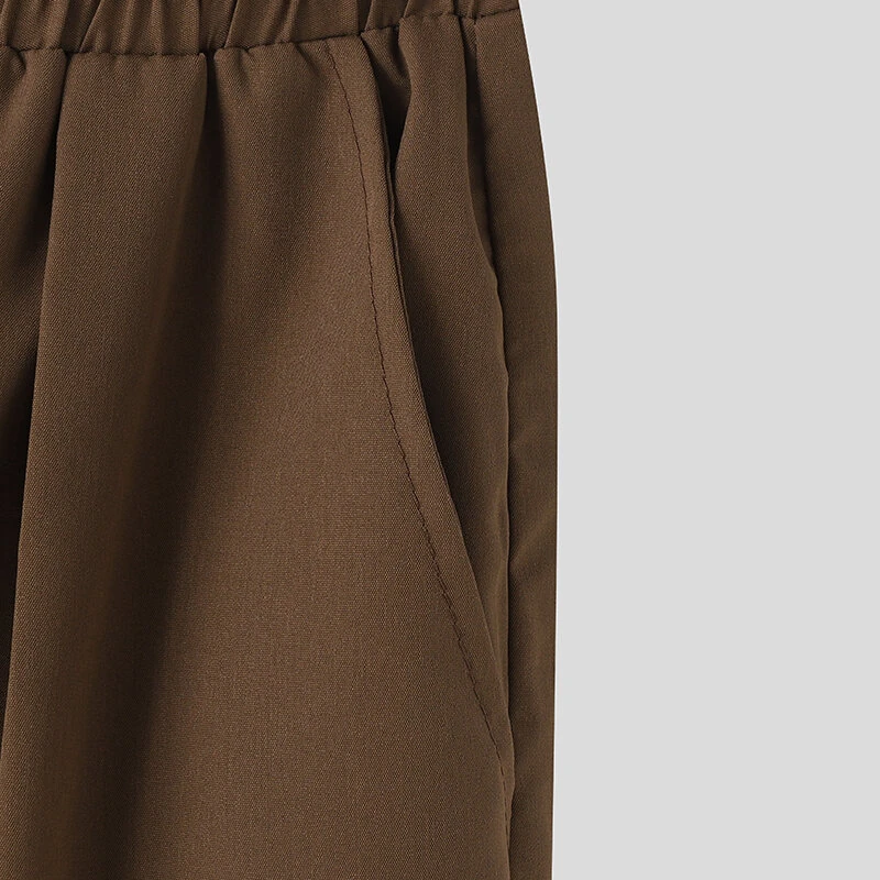 (image for) INCERUN Mens Casual Deconstructed Pleated Carrot Pant Casual Daily Solid Color Design Long Trousers Male S-5XL