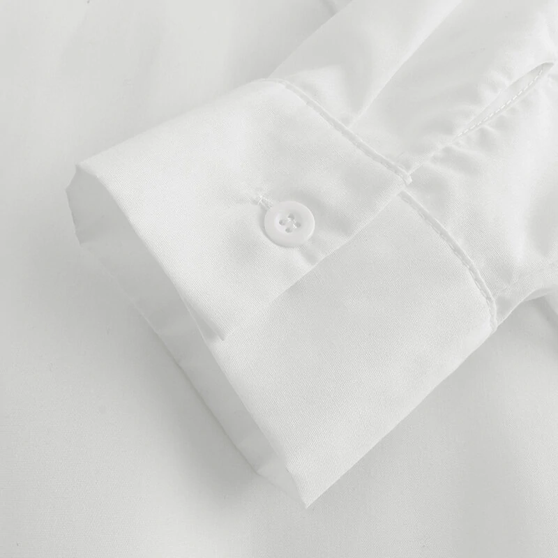 (image for) Men Solid Color Asymmetric Hem Long Sleeve Lapel Collar Shirt